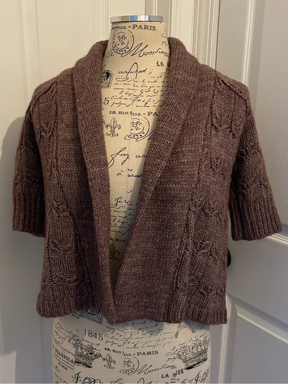 Ann Taylor Loft Short Open-Front Cable Knit Cardigan Sweater